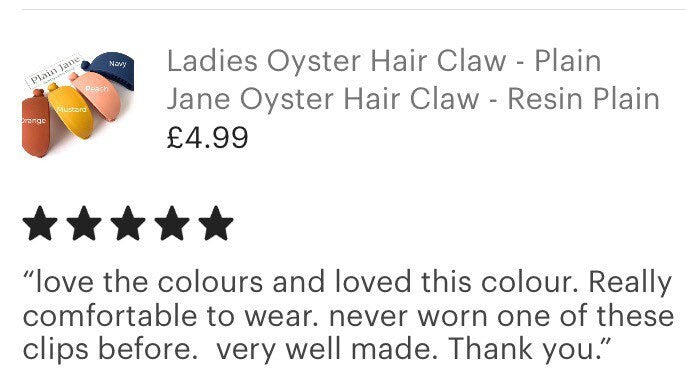 Plain Jane Black Oyster Hair Claw - Strong Minimalist Hair Clip - Recyclable Plastic Hair Accessory - 8 cm Hair Claw - Sustainable hair clip