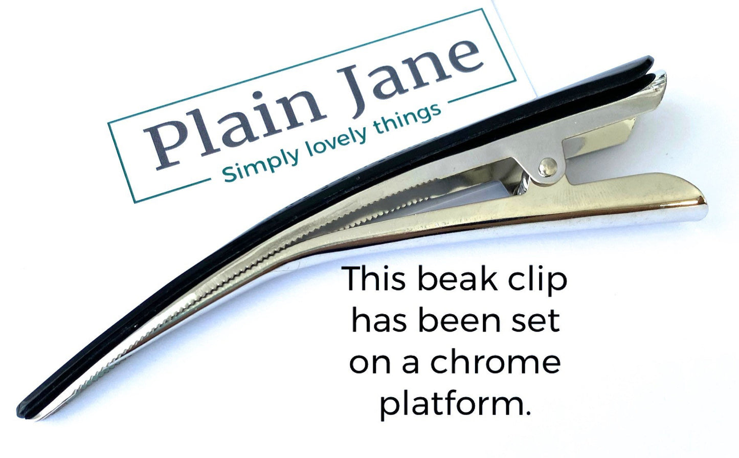 LARGE Plain Jane Raven Beak Clip - Ladies 13cm Clip - Minimalist Crocodile Clip- Metal Plain Black Hair Clips - Japanese Kimono Clip