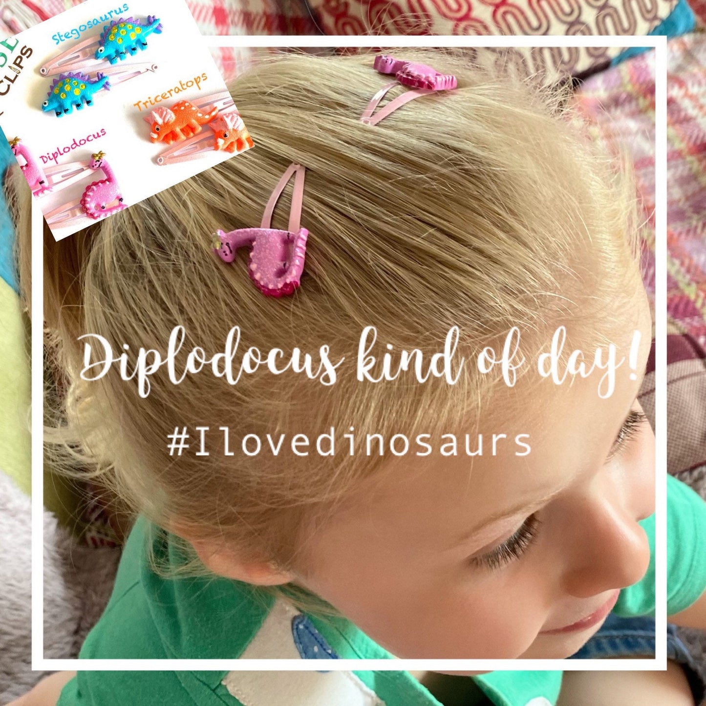 Dinosaur Hair Clips: Stegosaurus, Triceratops, Diplodocus (Set of 2)