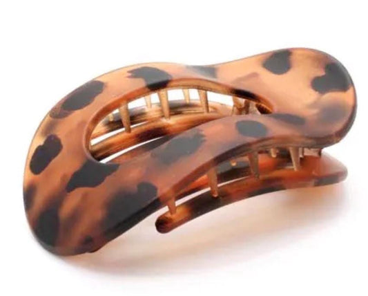 The New Flat -The Only Claw You’ll Ever Need | Large Hair Claw Clip 8.5cm | Tortoiseshell Black Cream | Strong Hold Everyday Clip