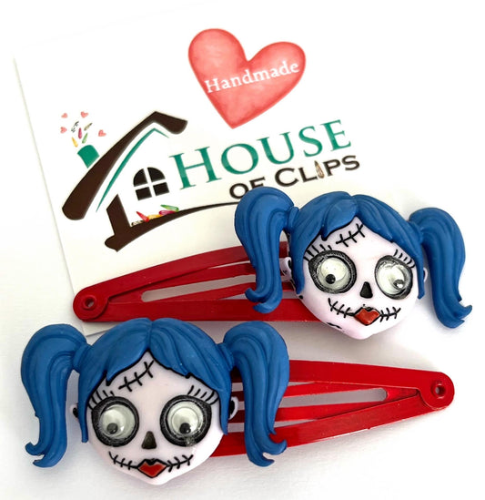 Zombie Goth Girl’s Friend Hair Clips, Set of 2 Halloween Skeleton Barrettes, Spooky Goth Hair Accessories, Creepy Cute Hair Clips for Girls,