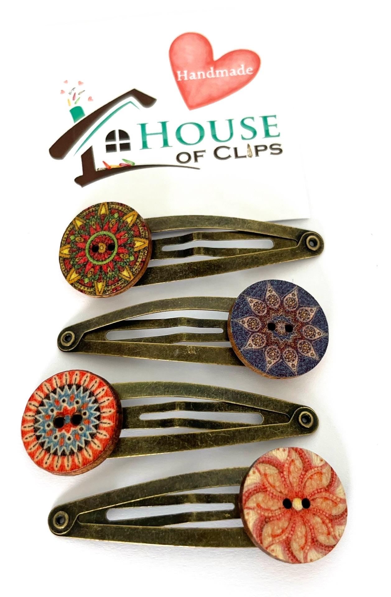 Goddess Button Hair Clips x4 by Plain Jane - Button Hair Clips - Vintage Style Hair Clips - Hair Clips Ladies - Ladies Snap Clips