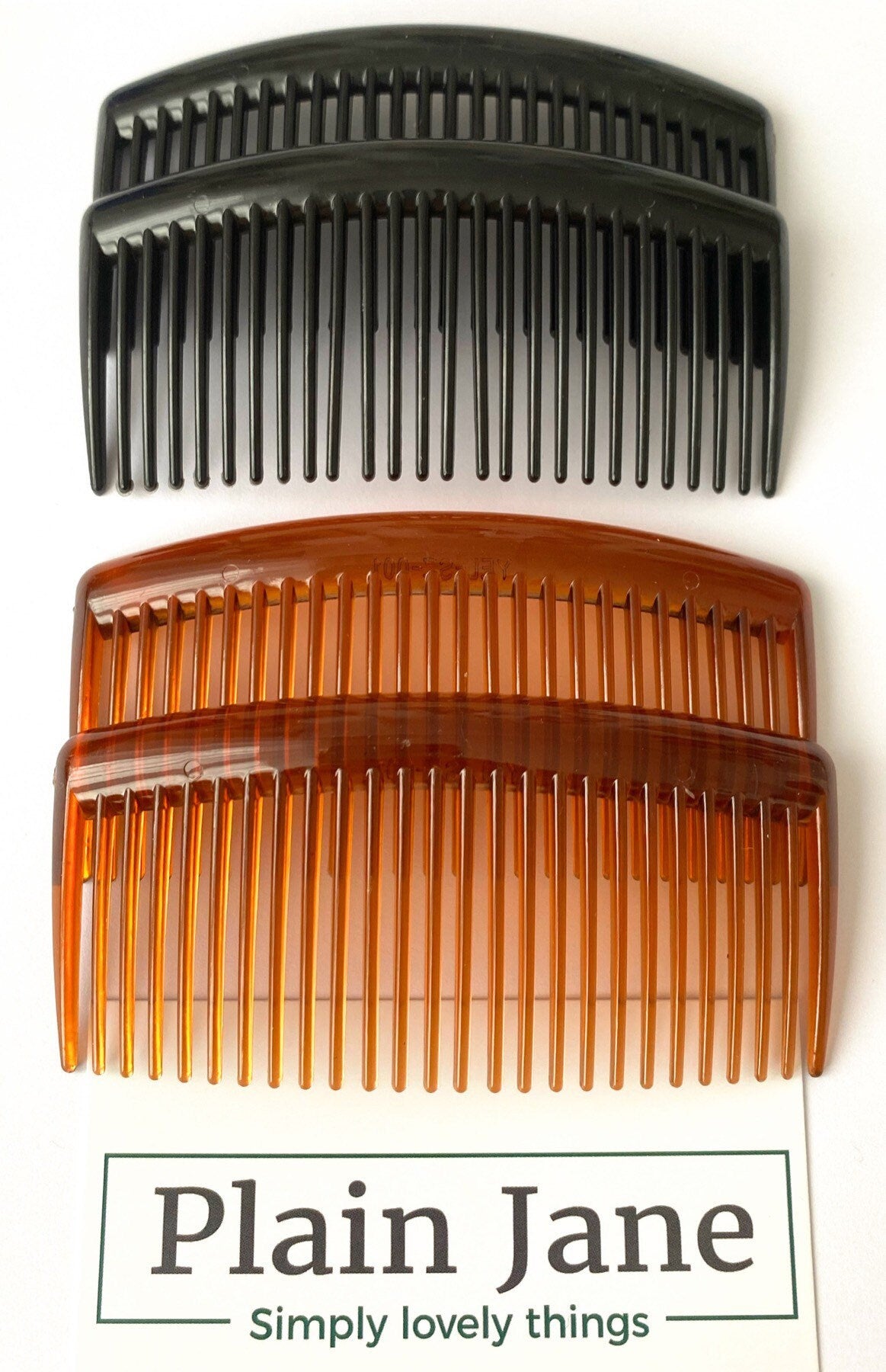 Must Have Side Combs x2 by Plain Jane - Ladies Hair Combs - Tortoiseshell Hair Comb - Acrylic French Hair Combs - Black Hair Combs