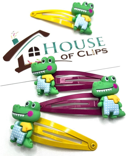 Ali the Gator Hair Clips: Crocodile Alligator Hair Slides - Set of 2