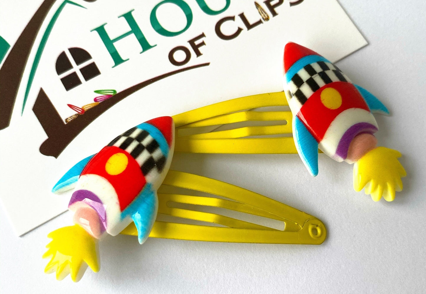 Rocket Hair Clips: Non-Slip Pigtail Barrettes - Set of 2
