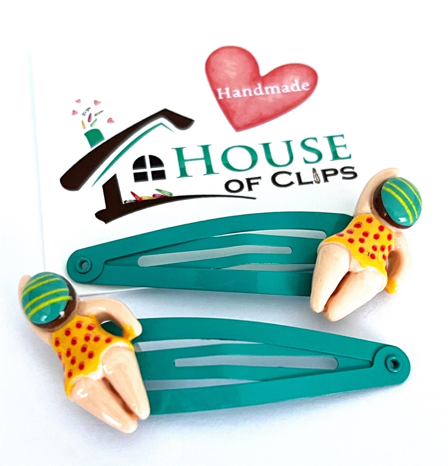Wild Swimmer Hair Clips: Sea Green Snap Clips, Swim Gift (x2)