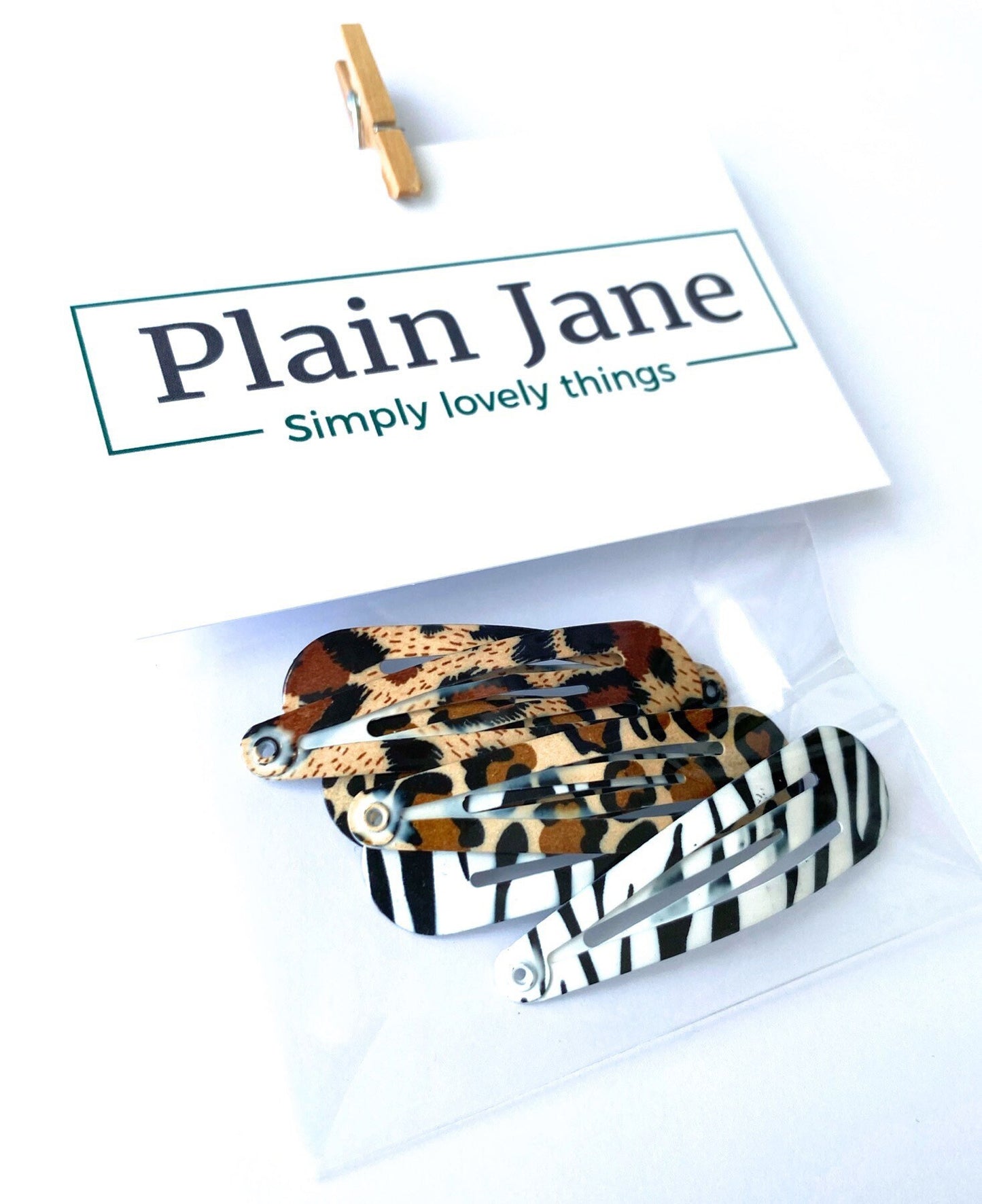 Animal Print Snap Hair Clips: Leopard, Zebra, Cheetah - Set of 6