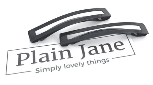 Black Hair Clips by Plain Jane: Retro Adult Hair Slides (x2)