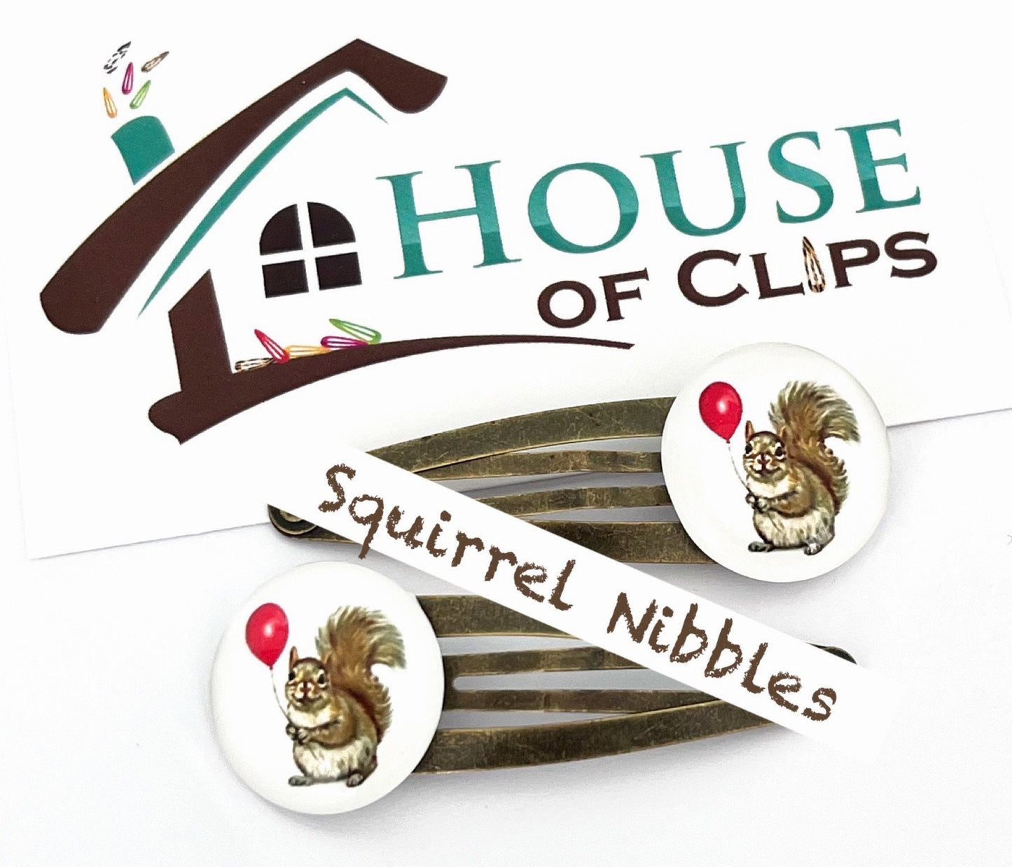 Vintage Squirrel Hair Clips: Red & Grey Squirrel Barrettes (Set of 2)