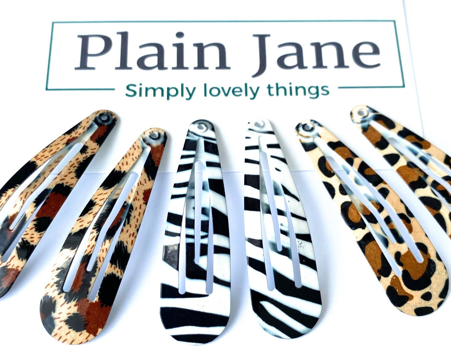 Animal Print Snap Hair Clips: Leopard, Zebra, Cheetah - Set of 6