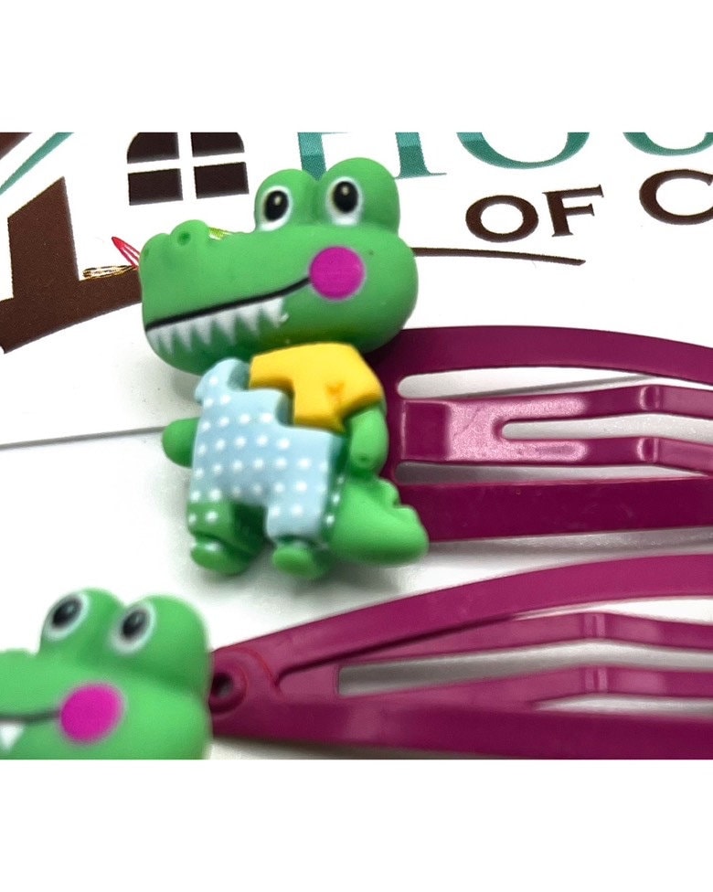 Ali the Gator Hair Clips: Crocodile Alligator Hair Slides - Set of 2