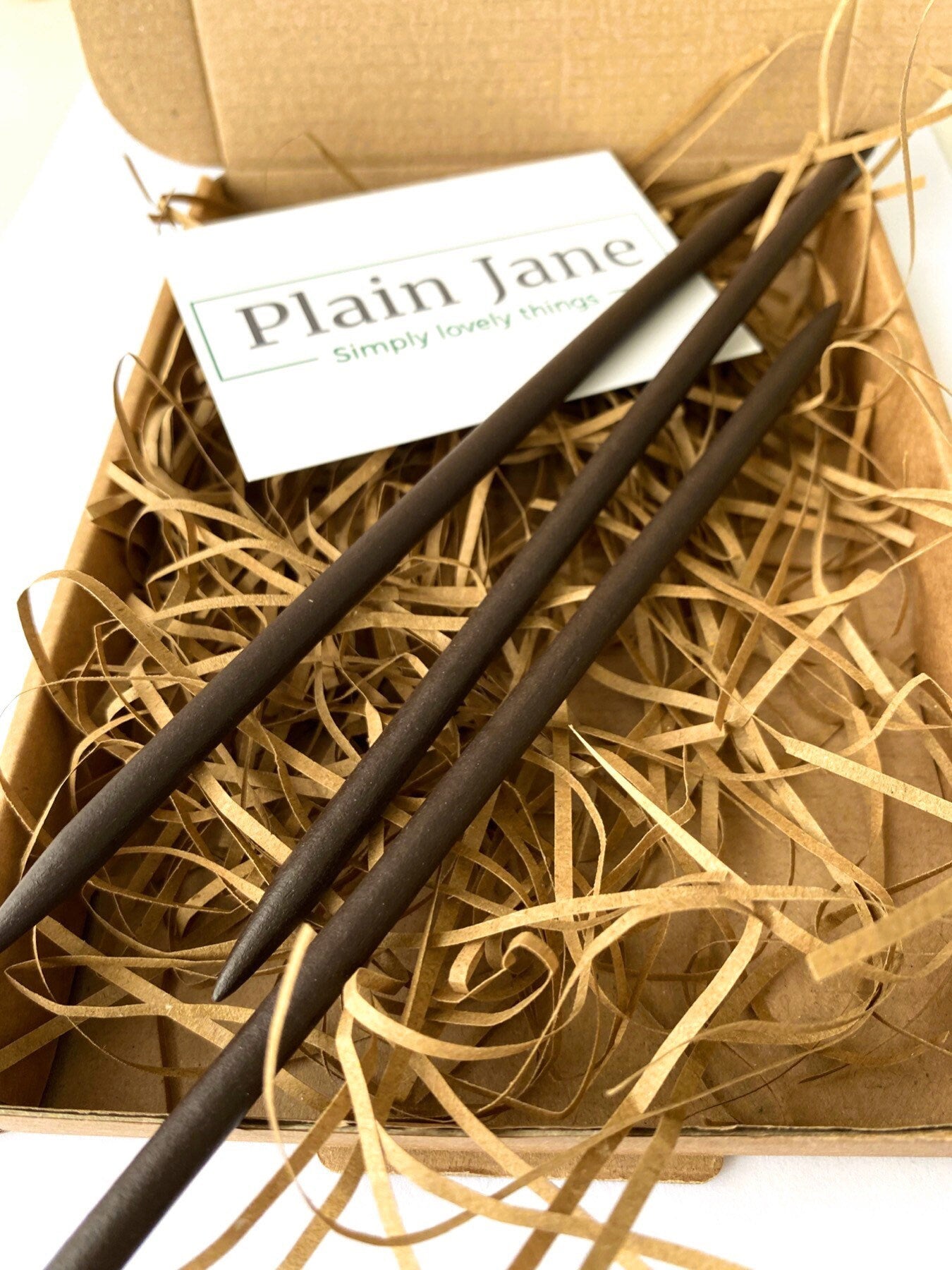 The Warrior Hair Stick by Plain Jane - Natural Wooden Hair Stick - Wooden Bun Stick - Wooden Hair Stick Black -