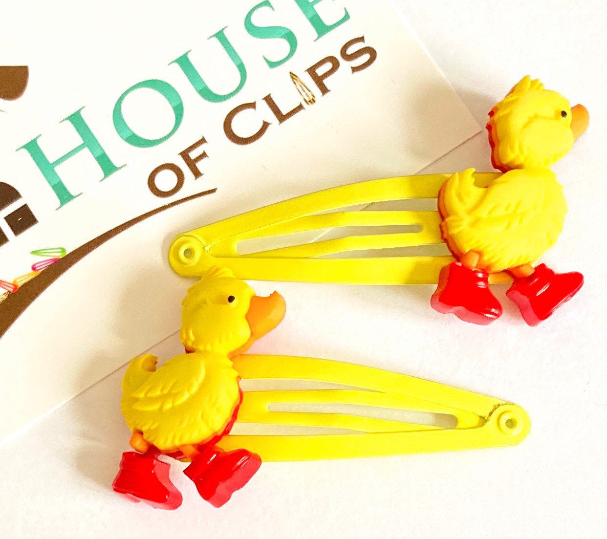 Duck Hair Clips: Farm Animal Barrettes, Red Clip (x2)