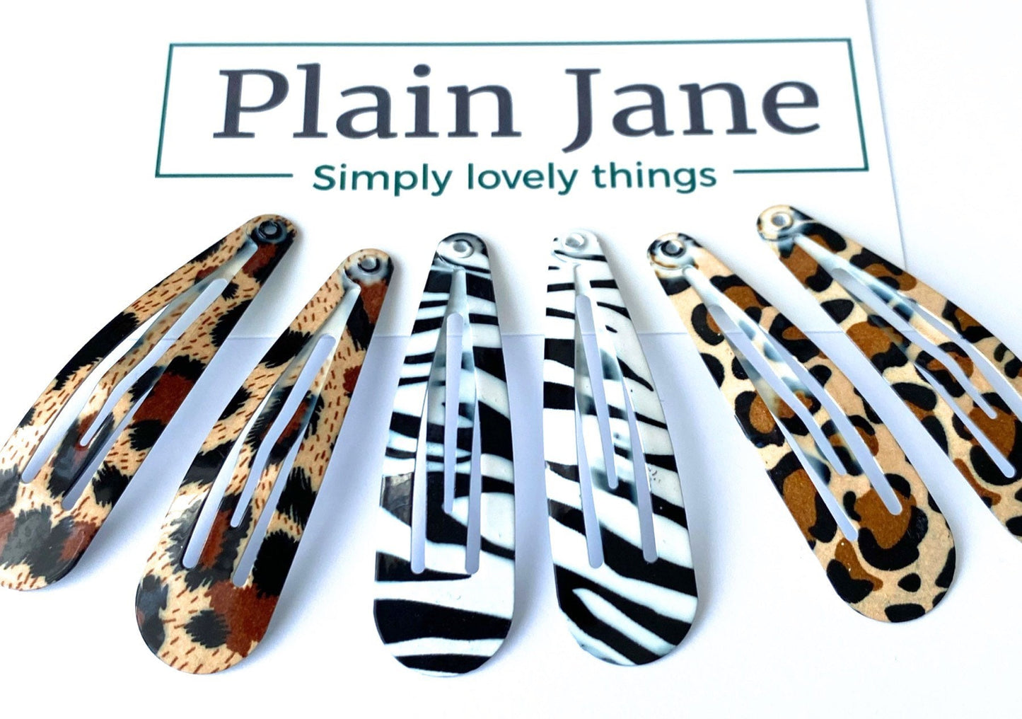 Animal Print Snap Hair Clips: Leopard, Zebra, Cheetah - Set of 6