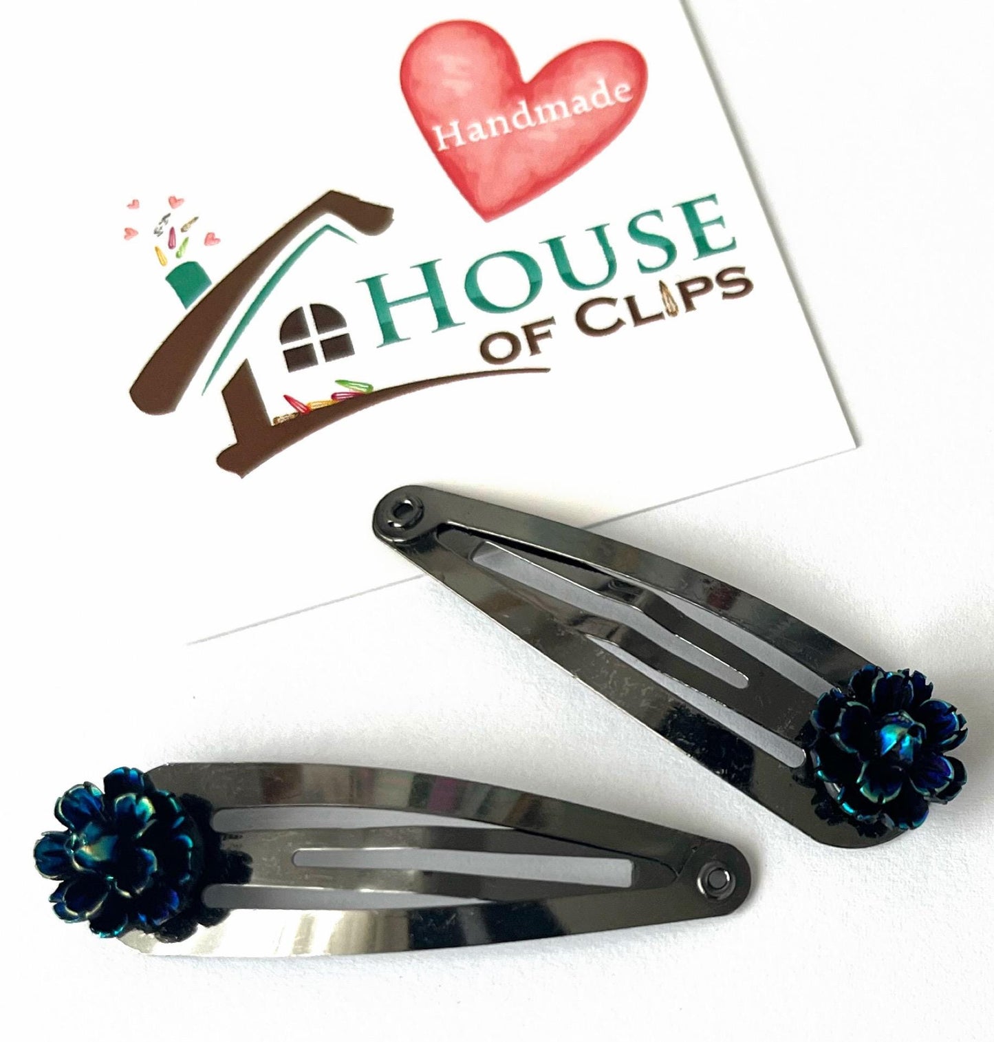 Black Baccara Rose Clip by Plain Jane x2 - Plain Jane Retro Black Hair Clip - Gothic Hair Clip - Goth Hair Clips
