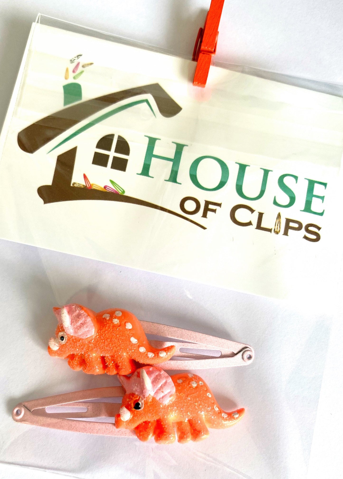 Dinosaur Hair Clips: Stegosaurus, Triceratops, Diplodocus (Set of 2)