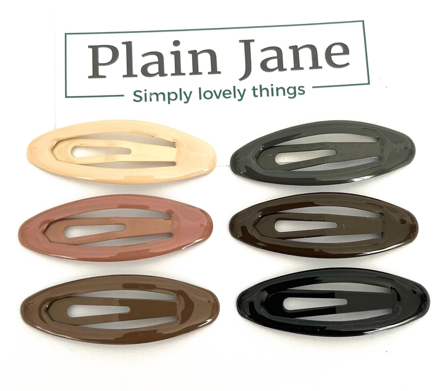 Perfectly Neutral Oval Clips by Plain Jane x6 - 50s Style Clips - Strong Nude Plain Snap Clips - Vintage Style Hair Clips - Fringe Clips