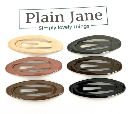 Perfectly Neutral Oval Clips by Plain Jane x6 - 50s Style Clips - Strong Nude Plain Snap Clips - Vintage Style Hair Clips - Fringe Clips
