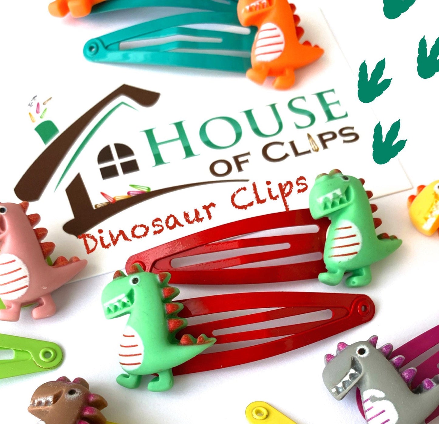 Dinosaur Hair Clips: Non Slip Monster Barrettes (Set of 2)