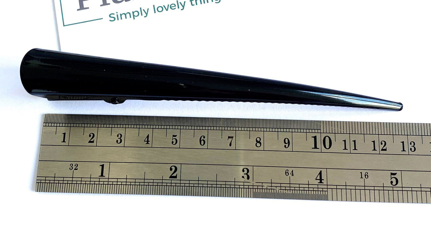 LARGE Plain Jane Raven Beak Clip - Ladies 13cm Clip - Minimalist Crocodile Clip- Metal Plain Black Hair Clips - Japanese Kimono Clip
