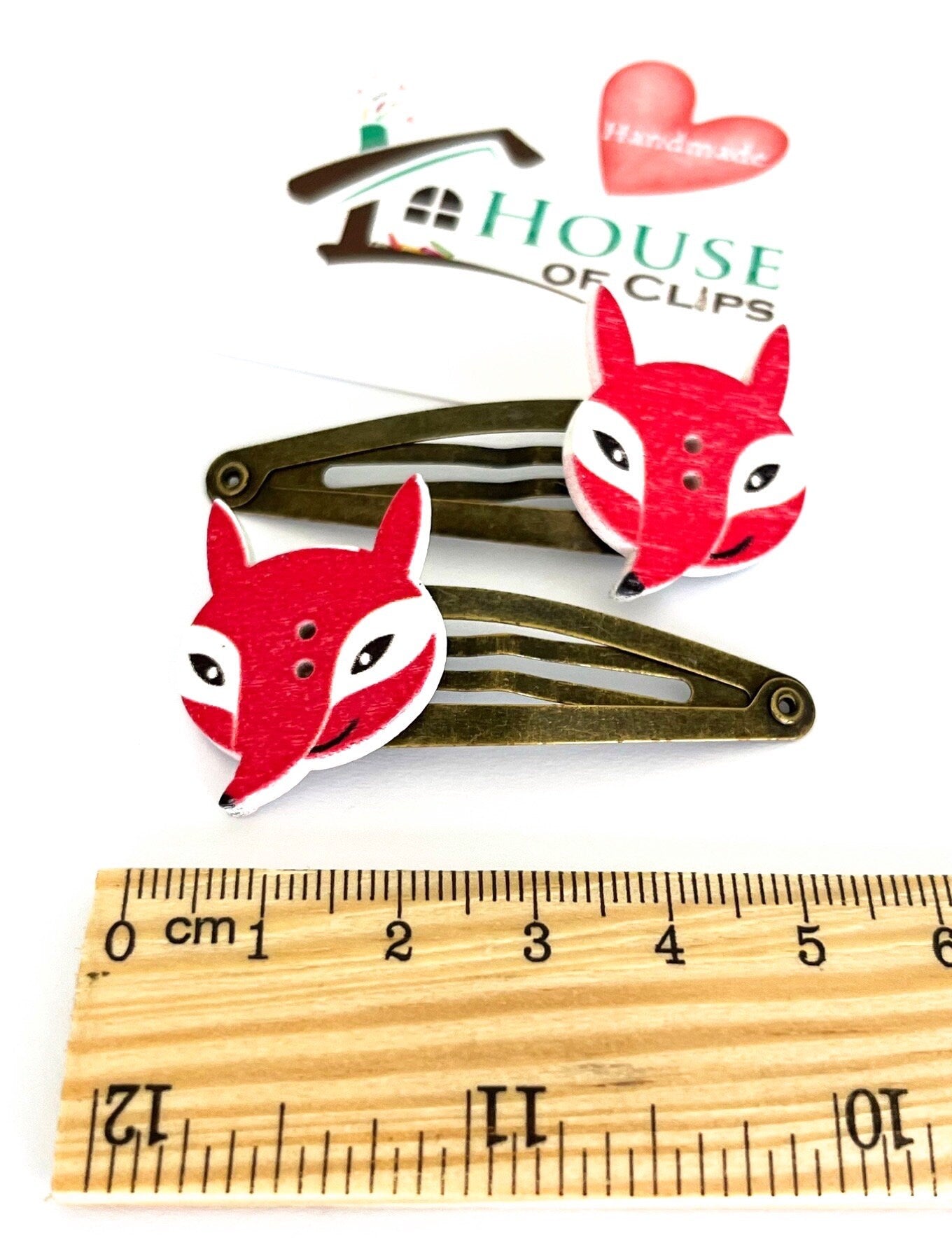 Fox Hair Clips: Vintage Gold Barrettes, Animal Hair Snaps (Set of 2)