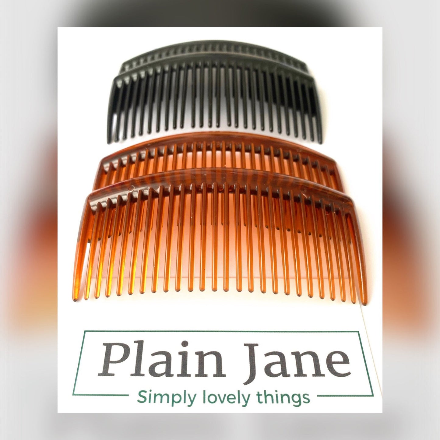 Must Have Side Combs x2 by Plain Jane - Ladies Hair Combs - Tortoiseshell Hair Comb - Acrylic French Hair Combs - Black Hair Combs