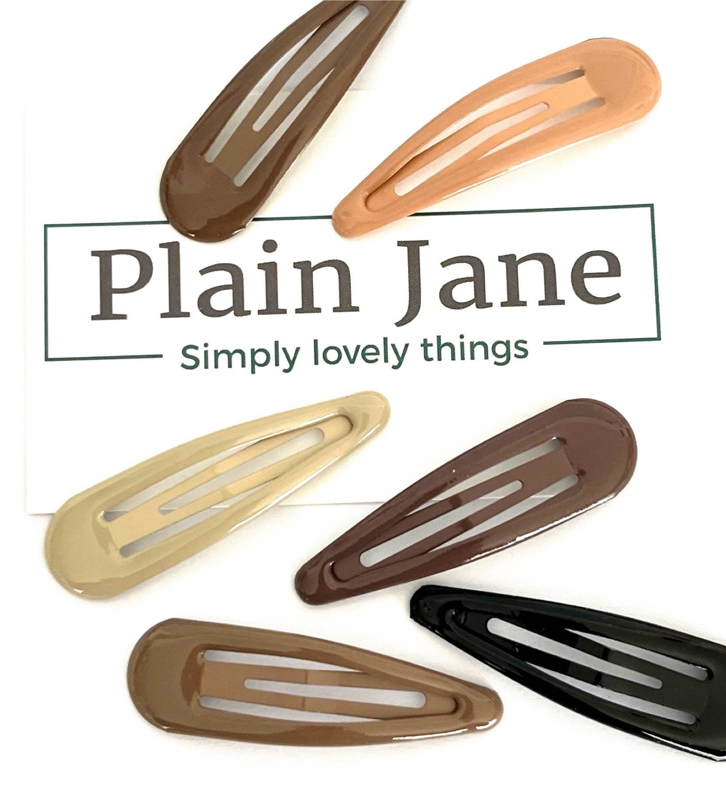 Perfectly Neutral Clips by Plain Jane x6 - 50s Style Hair Clips - Strong Neutral Plain Snap Clips - Vintage Style Hair Clips - Fringe Clips