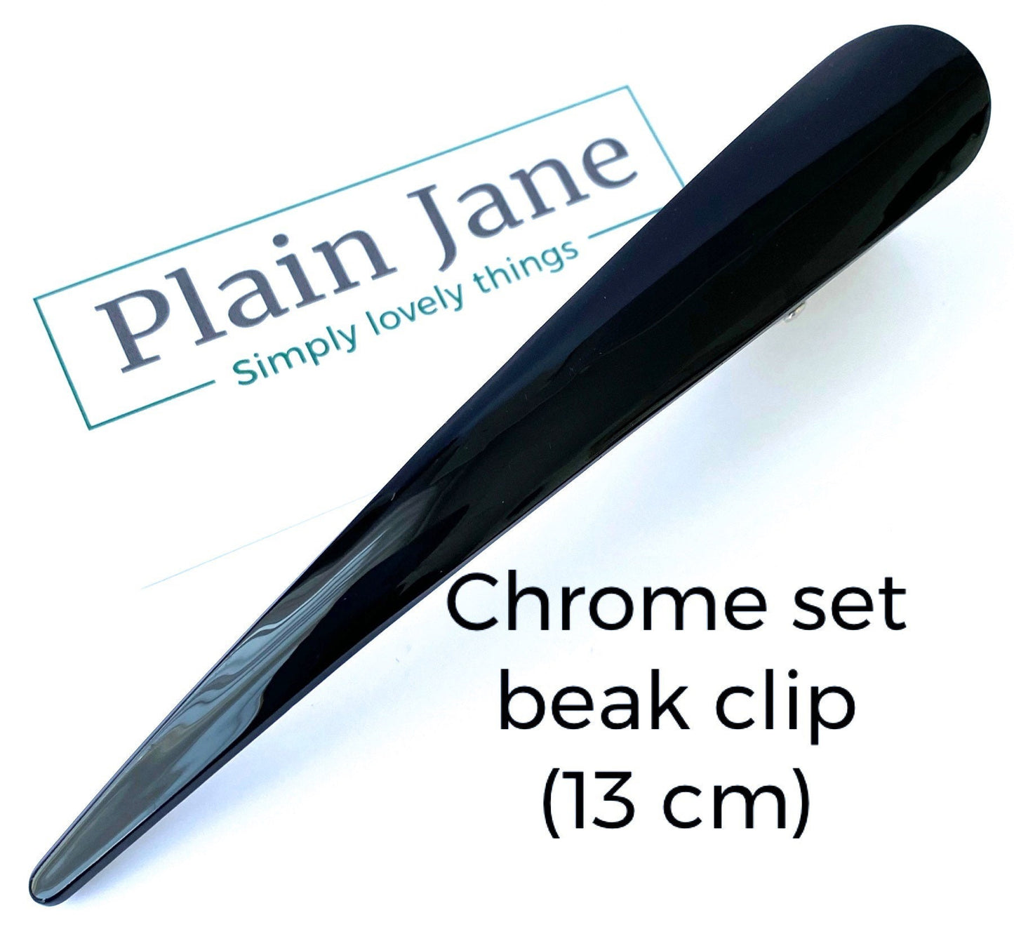 LARGE Plain Jane Raven Beak Clip - Ladies 13cm Clip - Minimalist Crocodile Clip- Metal Plain Black Hair Clips - Japanese Kimono Clip