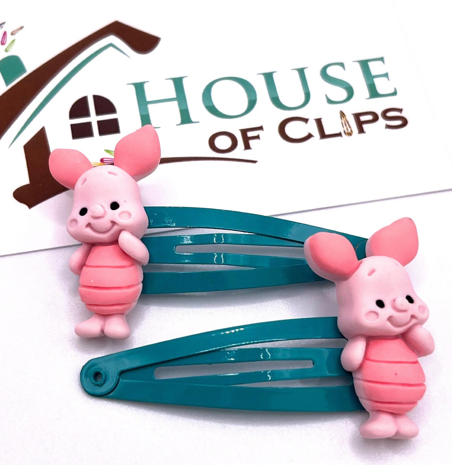 Love Piglet Hair Clips  - Piglet barrettes - Piglet snap clips - Pig hair clips - Pig gifts - Piglet Gift  - Kids Hair Clips