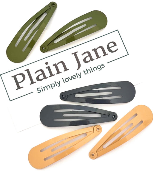 Earth Tone Hair Clips: Yoga Fringe Slides by Plain Jane (Set of 6)