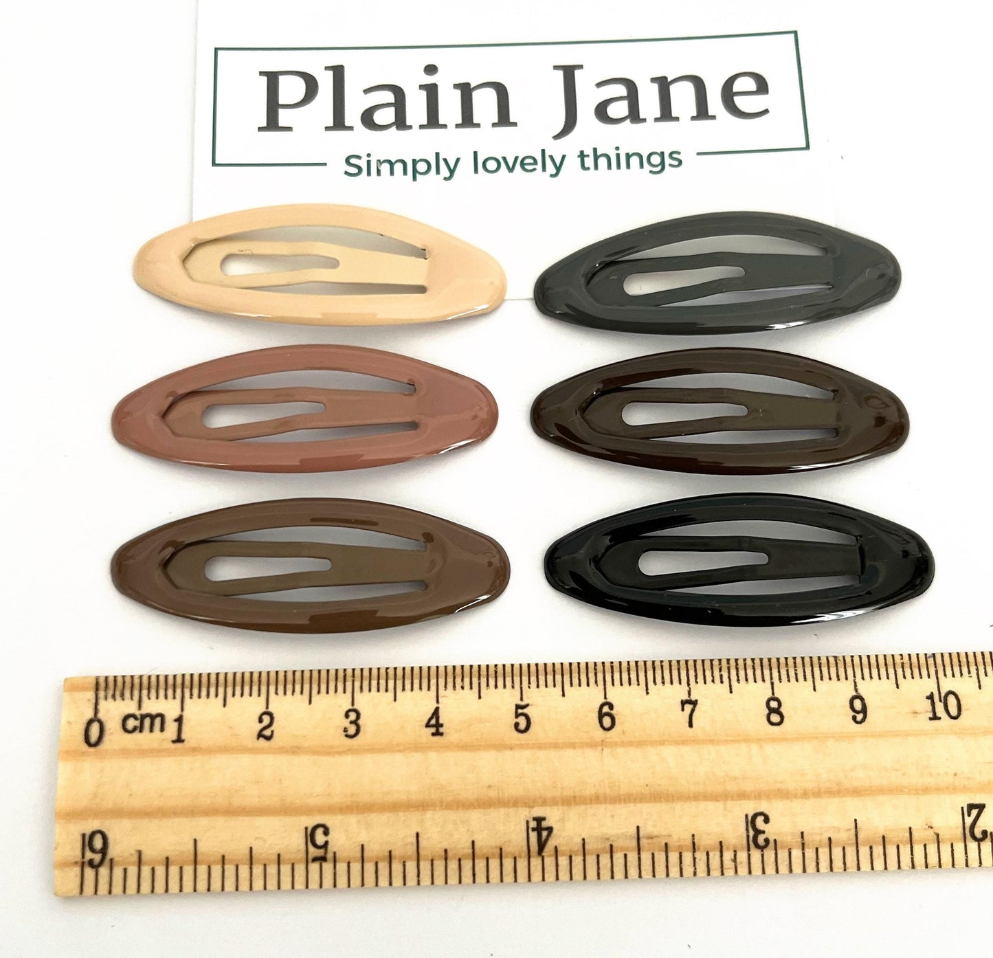 Perfectly Neutral Oval Clips by Plain Jane x6 - 50s Style Clips - Strong Nude Plain Snap Clips - Vintage Style Hair Clips - Fringe Clips