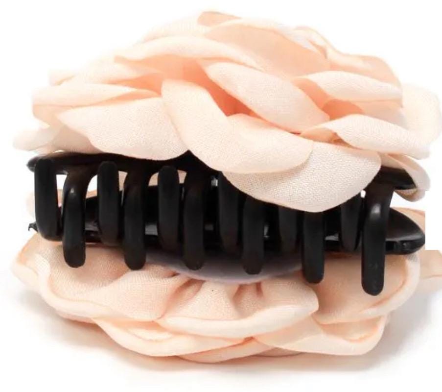 Handmade Fabric Rose Hair Clip: Champagne, Pink & Red