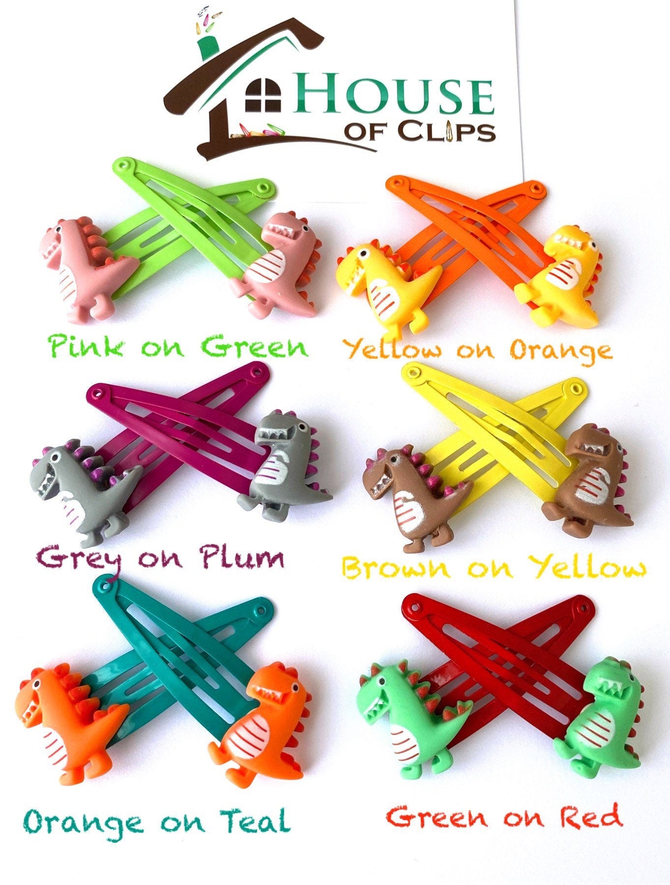 Dinosaur Hair Clips: Non Slip Monster Barrettes (Set of 2)