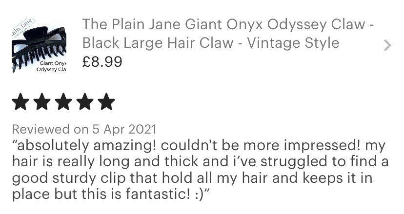 The Plain Jane Giant Onyx Odyssey Claw - Black Large Hair Claw - Vintage Style Large Hair Clamp - Black Hair Clip For Long Thick Hair -
