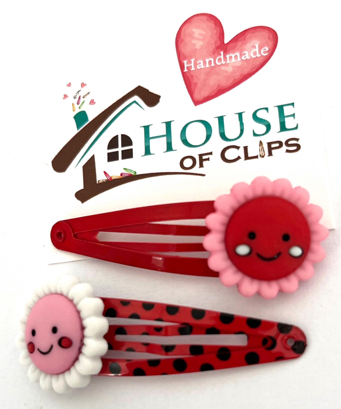 Red Flower Hair Clips x2, Cute Daisy Snap Clips, Girls Hair Accessories, Handmade Hair Slides, Toddler Clips, Gift for Her