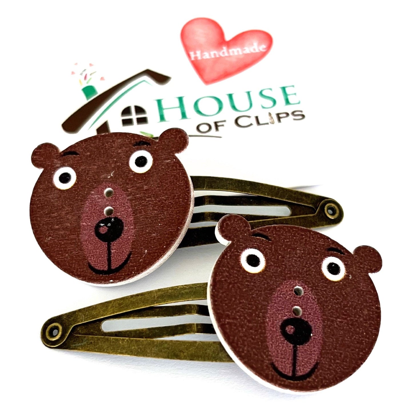Bernice Bear Hair Clips: Vintage Gold Barrettes (Set of 2)