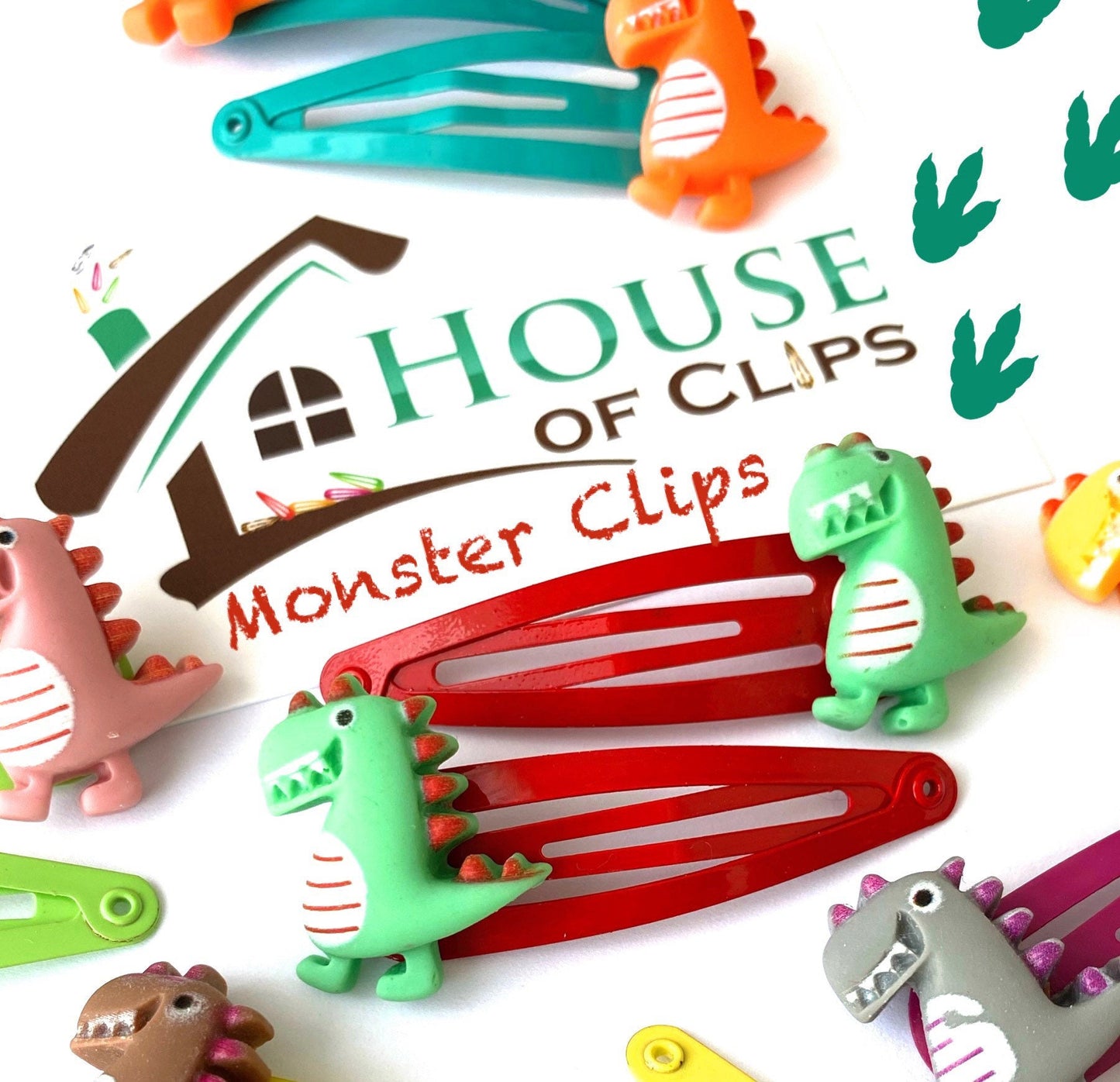 Dinosaur Hair Clips: Non Slip Monster Barrettes (Set of 2)