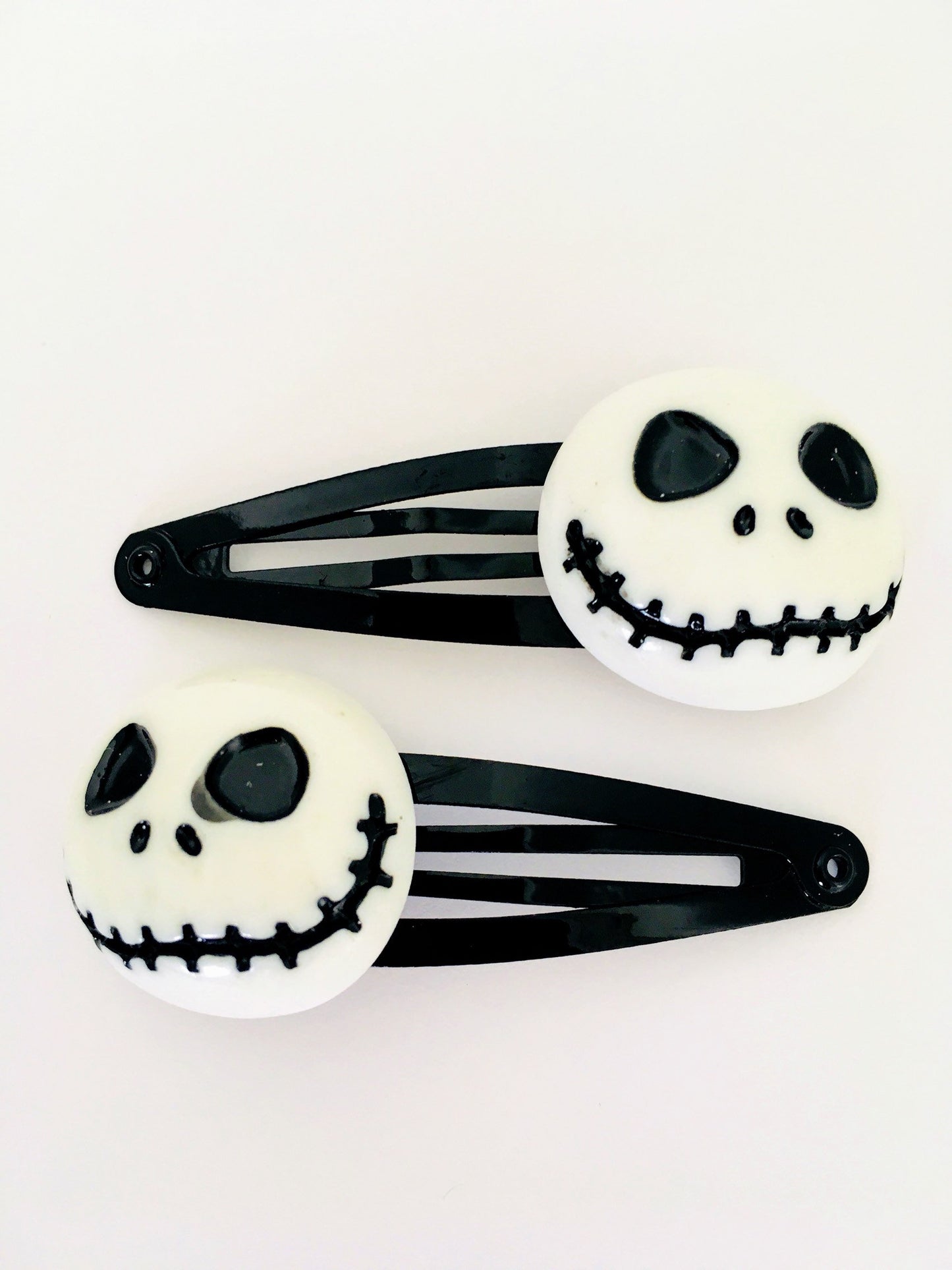 Jack Skellington Hair Clips x2 - Halloween Hair Clips - Gothic Hair Clips - Scary Halloween Hair Accessories - Halloween Snap Clips