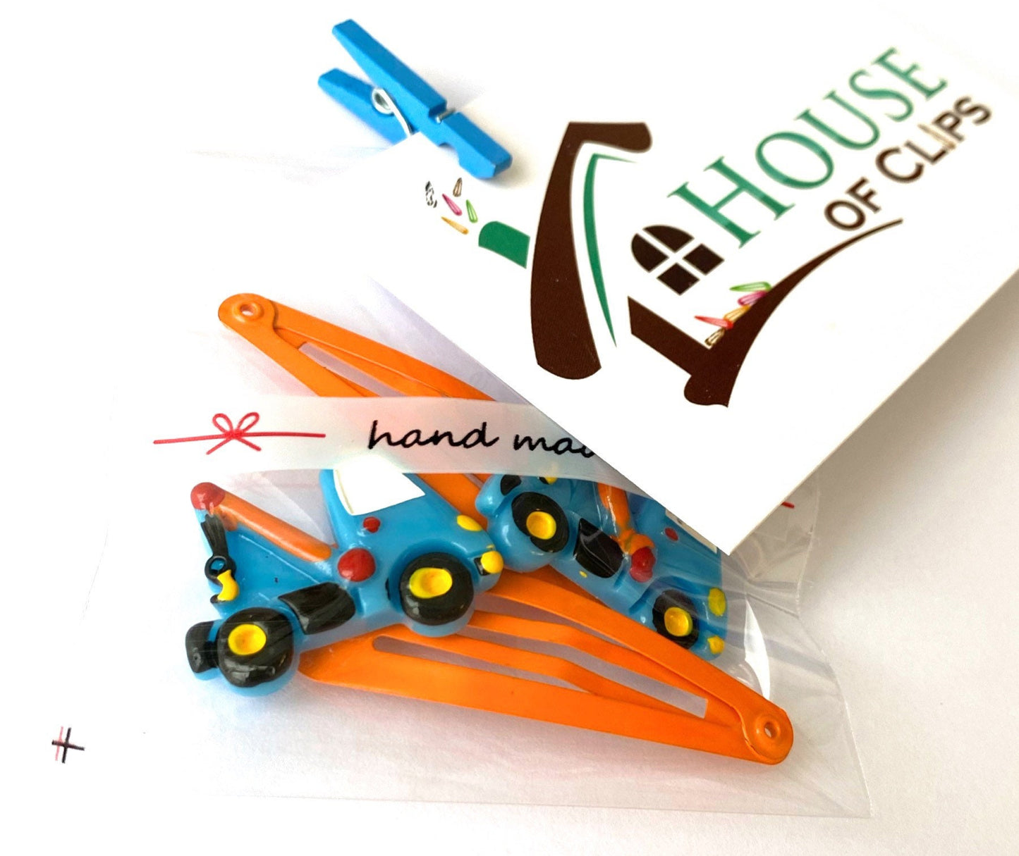 Tow Truck Clips x2 - Boys Hair Clips - Construction Truck Snap Clips - Hair Clips for Boys - Little Gift Idea - Boys Hair Clips