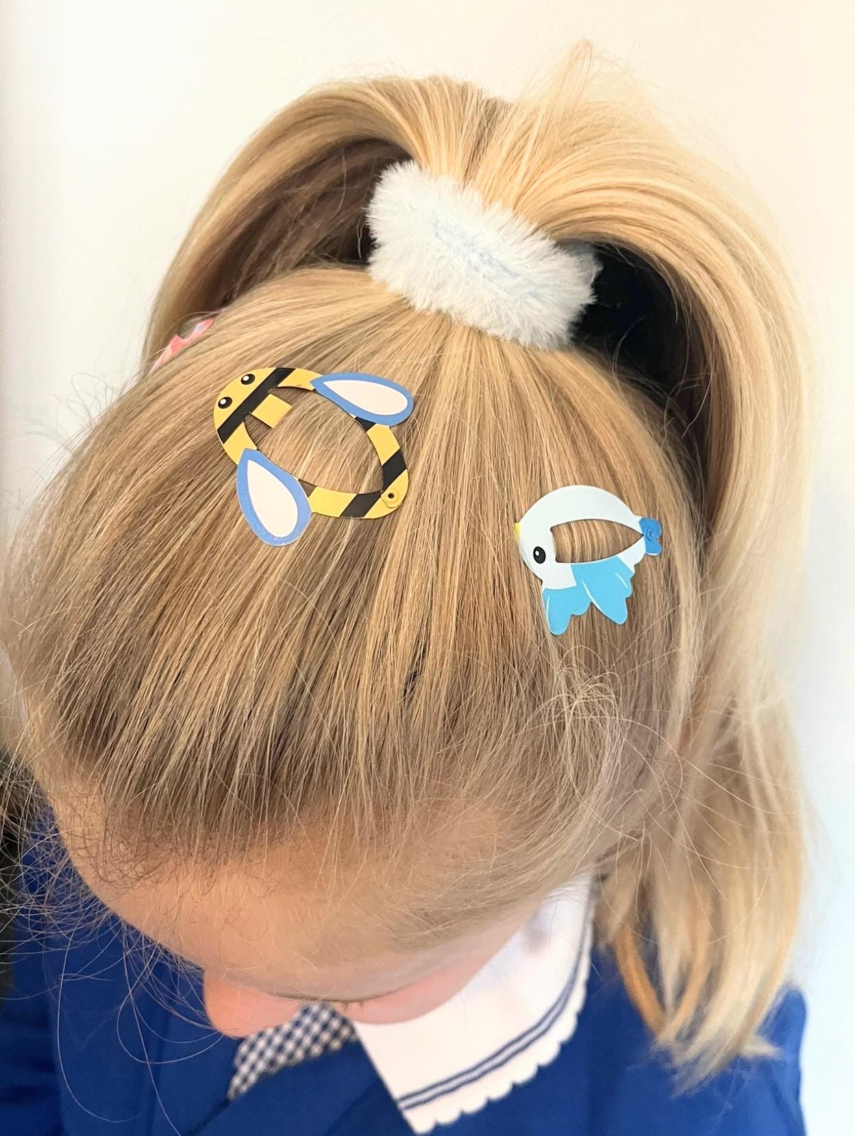 Spring Kids Snap Clips: Butterfly, Bee & Bird Barrettes - Set of 3