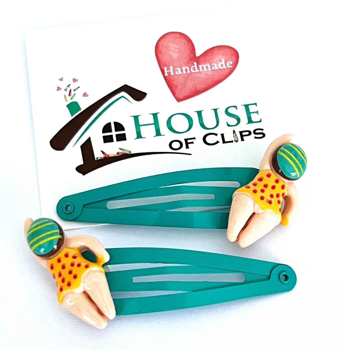 Wild Swimmer Hair Clips: Sea Green Snap Clips, Swim Gift (x2)