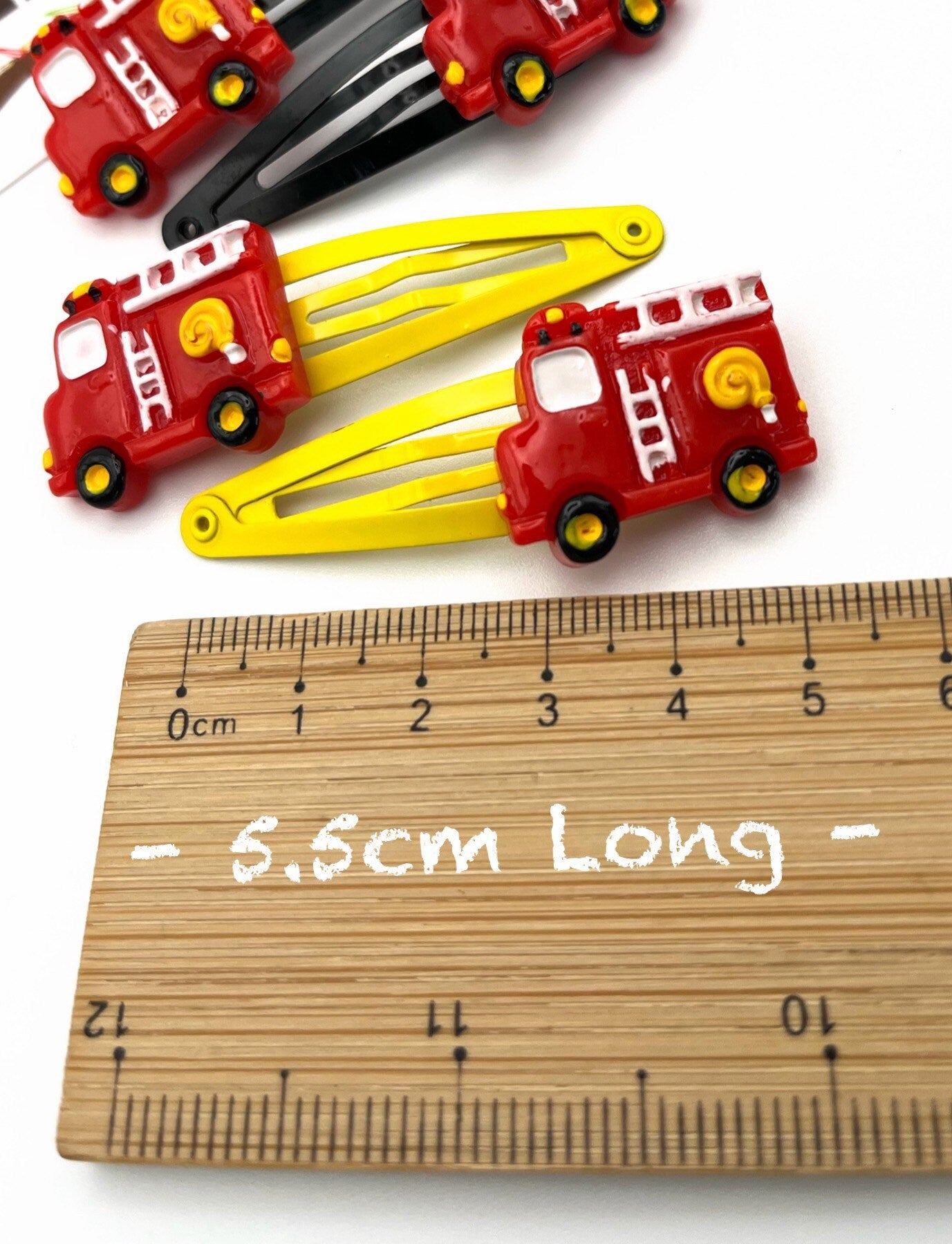 Fire Engine Hair Clips x2 - Boys and Girls Hair Snap Clips- Emergency Response Vehicle Barrettes - Gift For Boys - Gift For Nephew