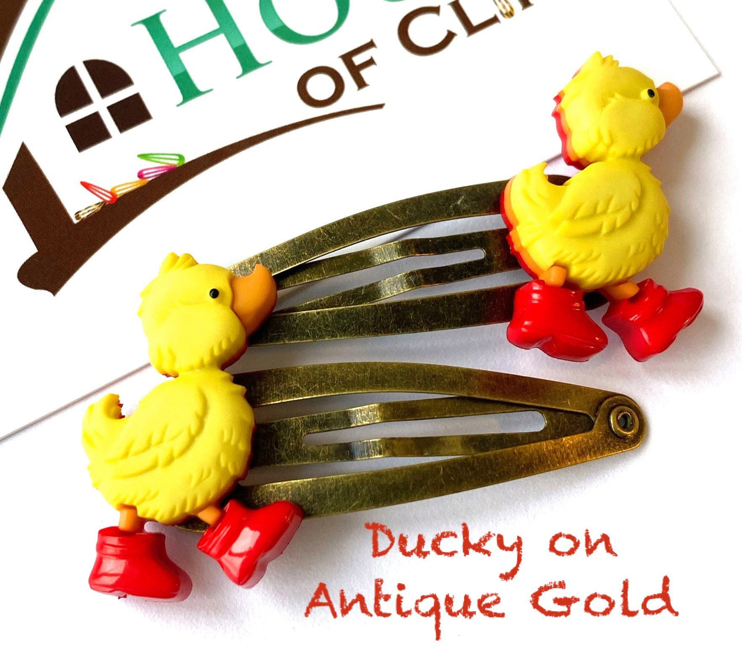 Duck Hair Clips: Farm Animal Barrettes, Red Clip (x2)