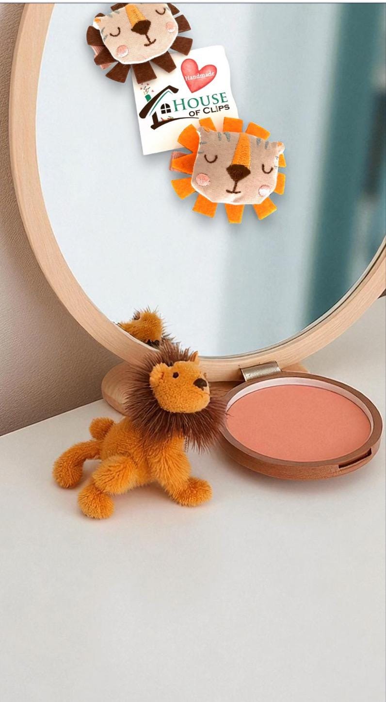 Be A Lion Hair Clips, Lion Hair Slides, Lion Crocodile Clip Barrettes, Handmade Hair Clips, Gift for Niece, Granddaughter, Animal Lover