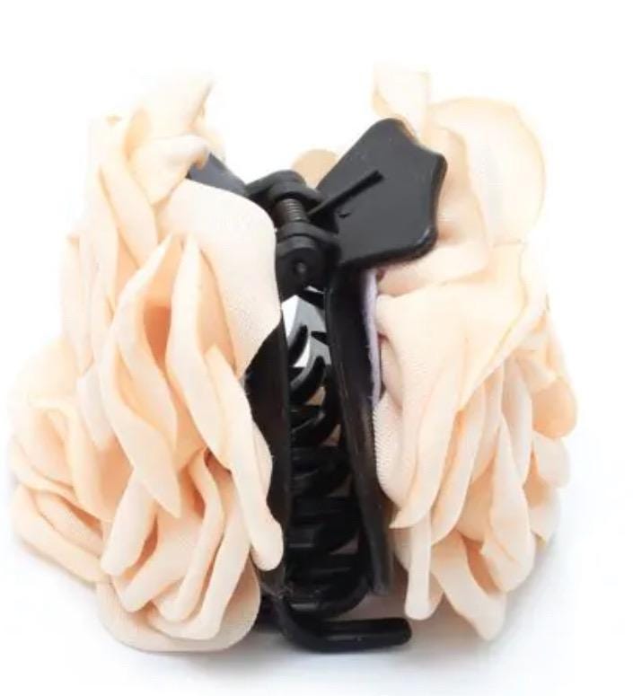 Handmade Fabric Rose Hair Clip: Champagne, Pink & Red