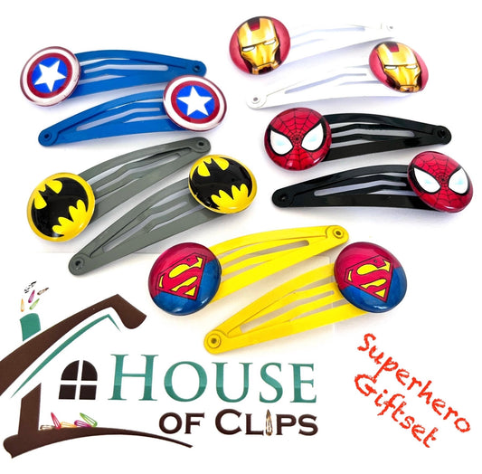 GIFT SET Be My Superhero Hair Clip x5 Sets - Snap Clip - Boys Hair Clip - Hair Accessory - Marvel Superhero  - Hair Clips Boys - Marvel Gift