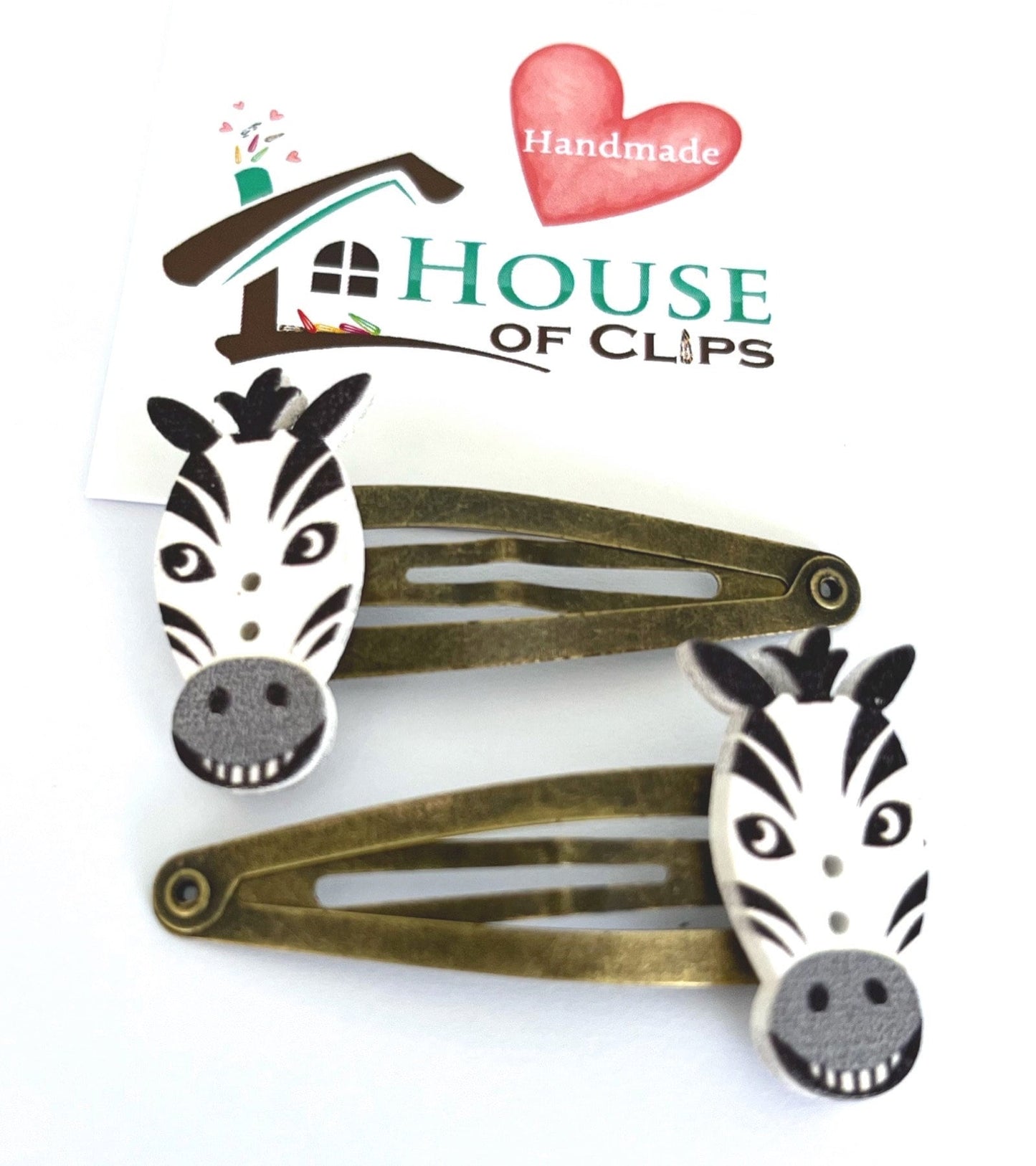 Vintage Zebra Hair Clips: Animal Hair Snaps, Zoo Gift