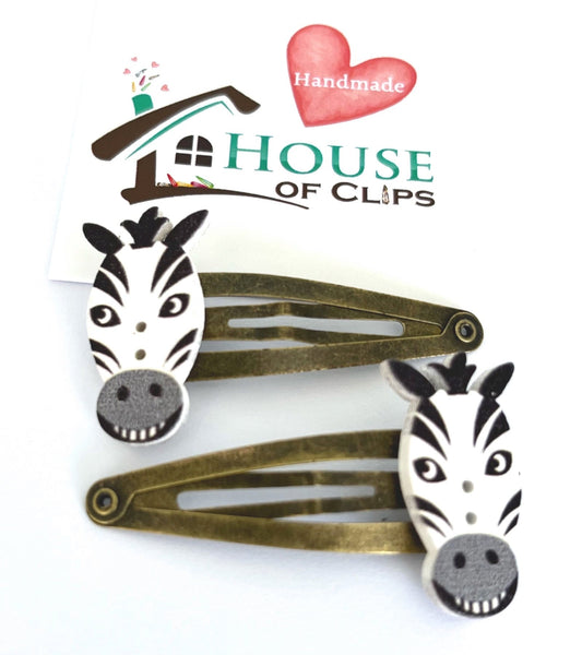 Vintage Zebra Hair Clips: Animal Hair Snaps, Zoo Gift