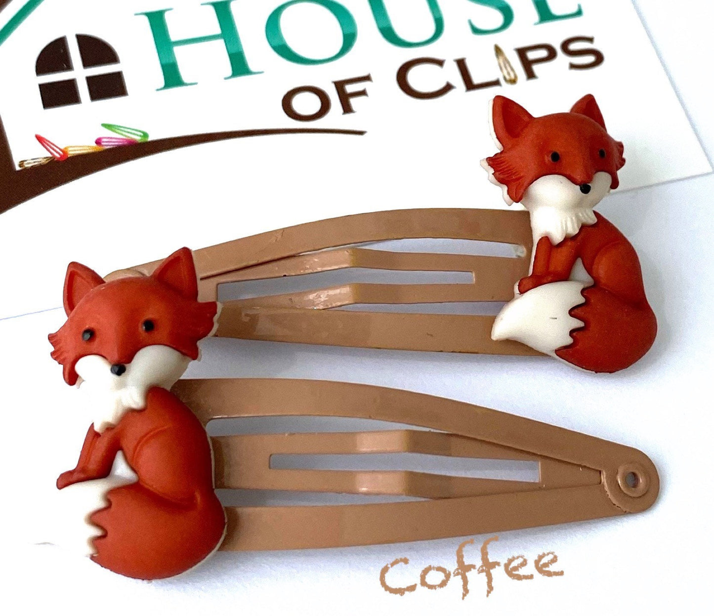 Fox Hair Clips x2 - Fox Non Slip Hair Snaps - Boys Hair clips - Gift for Niece - Fox Lovers - Gift for Granddaughter- Fox Gift