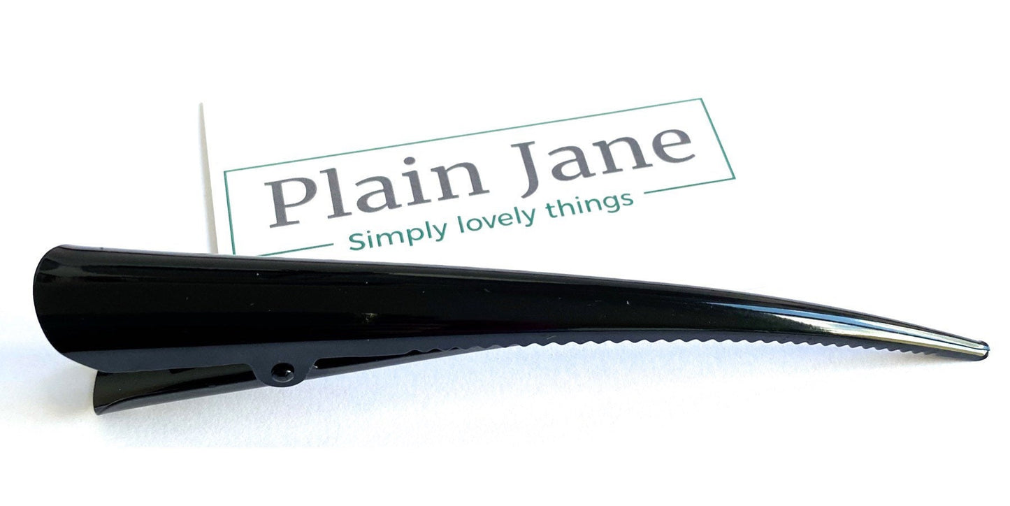 LARGE Plain Jane Raven Beak Clip - Ladies 13cm Clip - Minimalist Crocodile Clip- Metal Plain Black Hair Clips - Japanese Kimono Clip